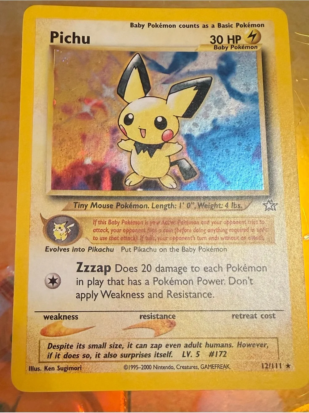 Pichu Trading Card – Yellow Holographic Collectible